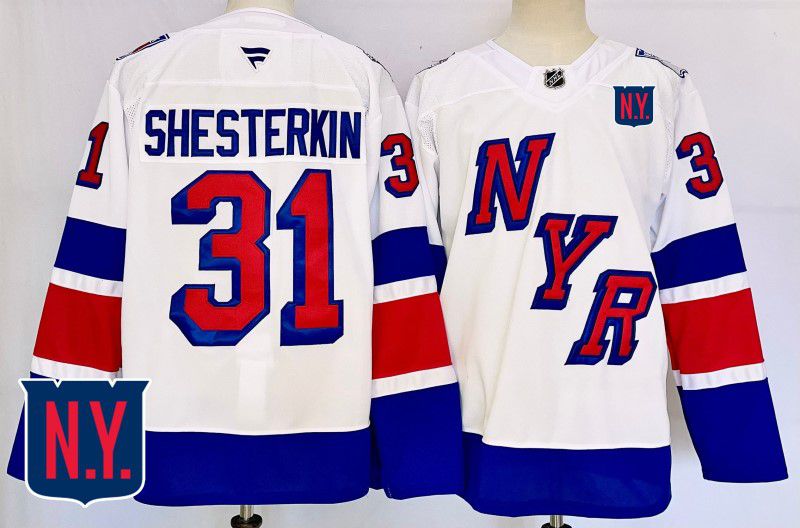 Men New York Rangers #31 Shesterkin White Fanatics 2025 NHL Jersey style 1->new york rangers->NHL Jersey